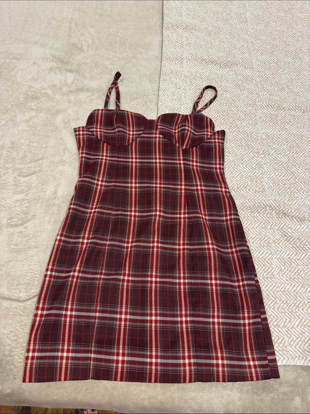 Plaid Red Heart Shapes Bustier Mini Dress